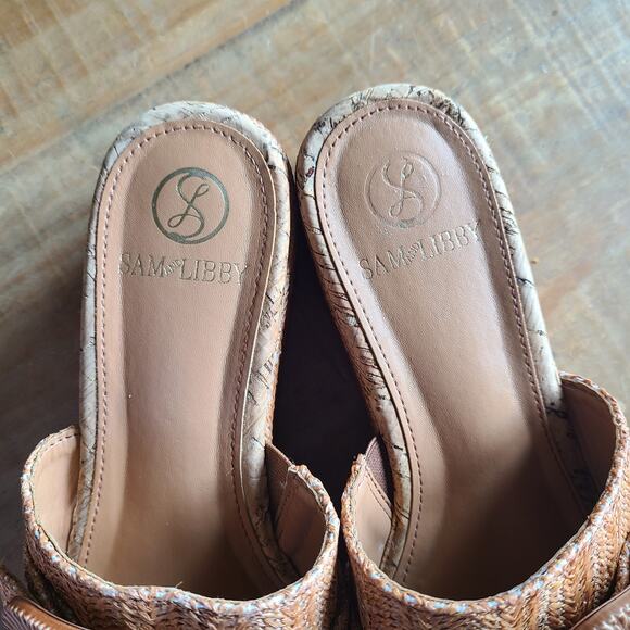 Sam And Libby Crysta Buckle Platform Wedges Rattan Buckle Slip On Sandals Size 7 - Picture 3 of 6